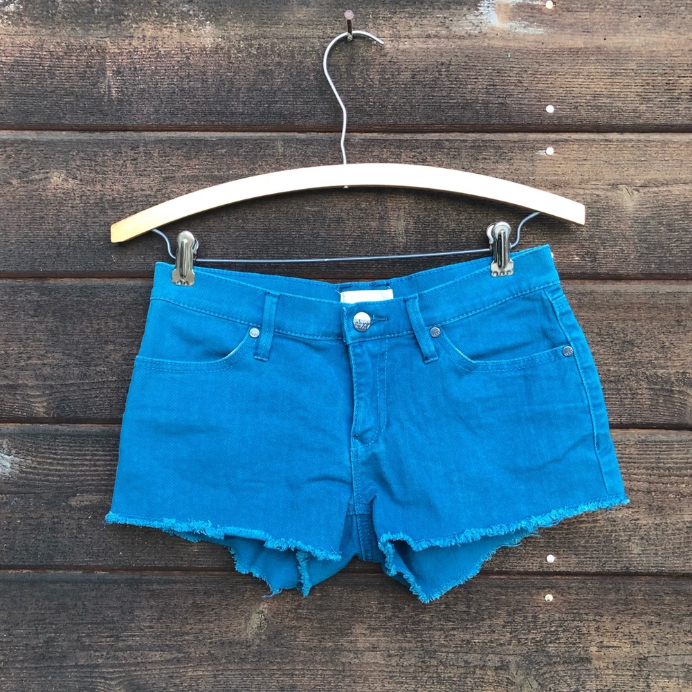 Roxy teal blue denim cutoff shorts size 1/25